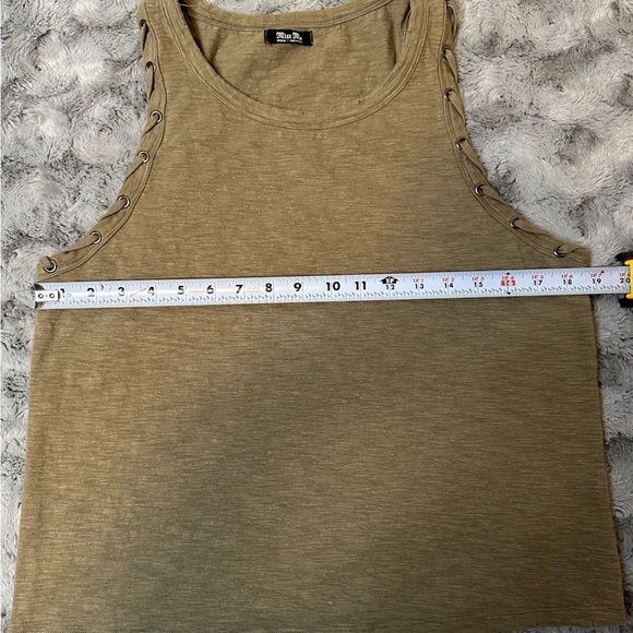 Miss Me Women's Sleeveless Tank Top Olive Green Shoelace Detail Sleeves Medium - Picture 7 of 12